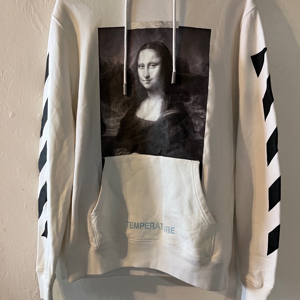 Off-White Virgil Abloh Hoodie with Mona Lisa Print and back detail. Authentic.